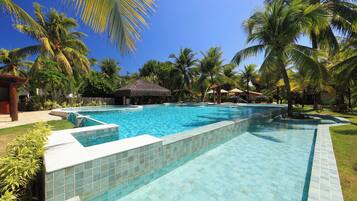 Outdoor pool, open 8:00 AM to 8:00 PM, pool umbrellas, pool loungers