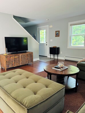 Smart TV, DVD player, books, music library