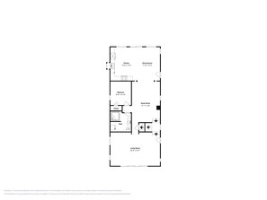 A floor plan with a kitchen, dining room, bedroom, game room, closet, bathroom, and living room.