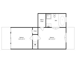 A floor plan with two bedrooms, a walk-in closet, and a bathroom. - Sany Lu by Topsail Realty (Holly Ridge)