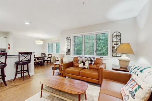 Updated ground floor condo w/ patio, fireplace, ski locker, door to door shuttle