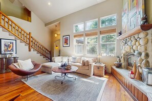 TV, fireplace, video games, DVD player