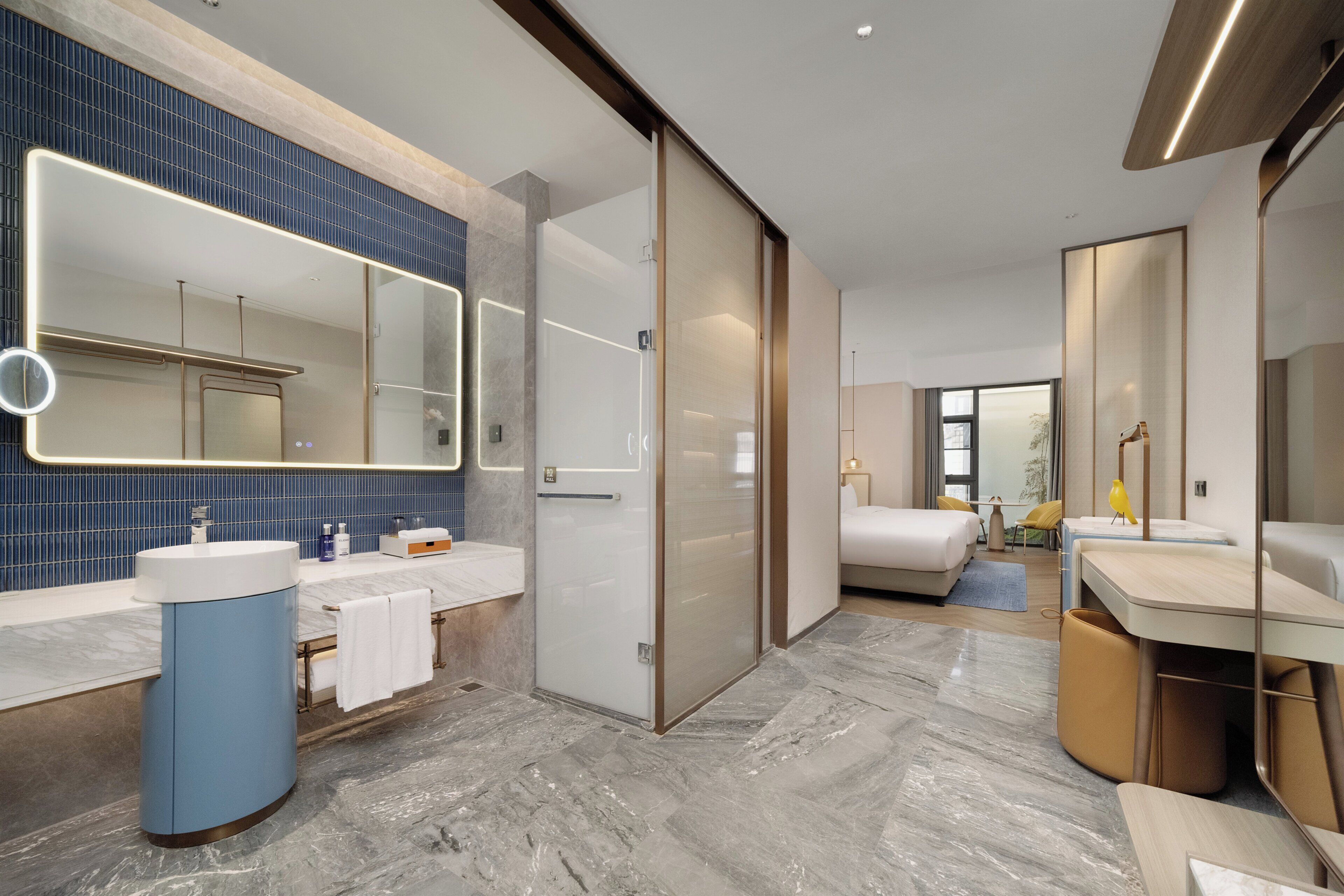 Rainfall showerhead, eco-friendly toiletries, hair dryer, bathrobes