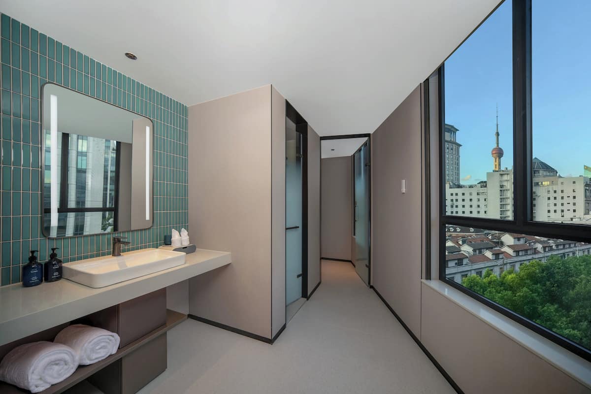 Suíte estúdio conforto, 1 quarto, vista para a cidade | Roupas de cama premium, edredons de pluma