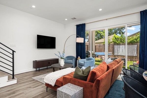 Smart TV, foosball, books