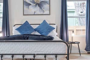 4 bedrooms, laptop workspace, iron/ironing board, bed sheets