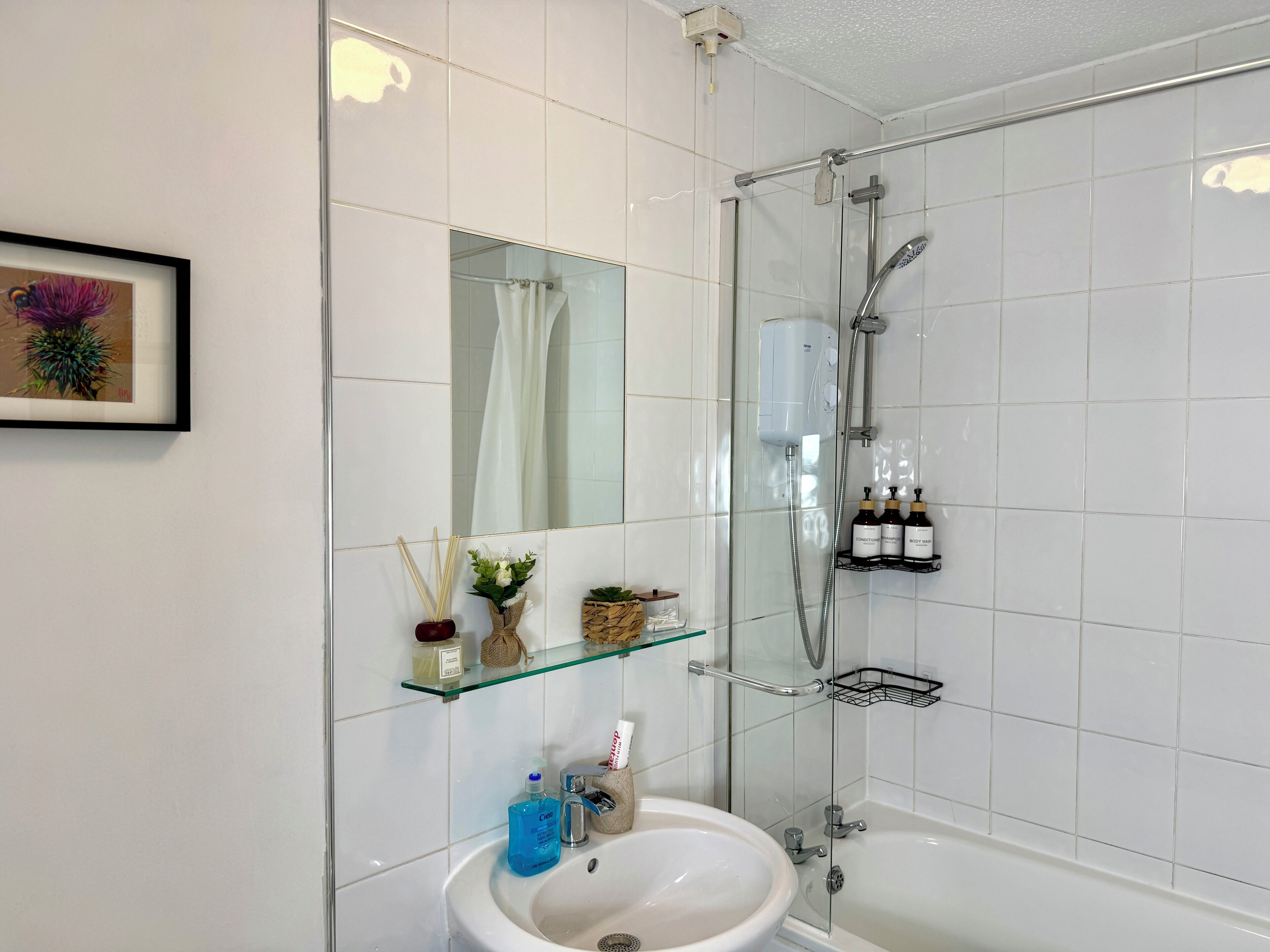 Bidet, towels, toilet paper