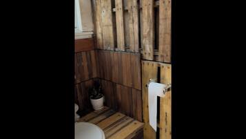 Shower, soap, toilet paper
