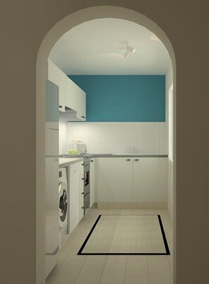 Kjøleskap, mikrobølgeovn, oppvaskmaskin og brødrister