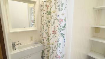 Shower, towels, toilet paper