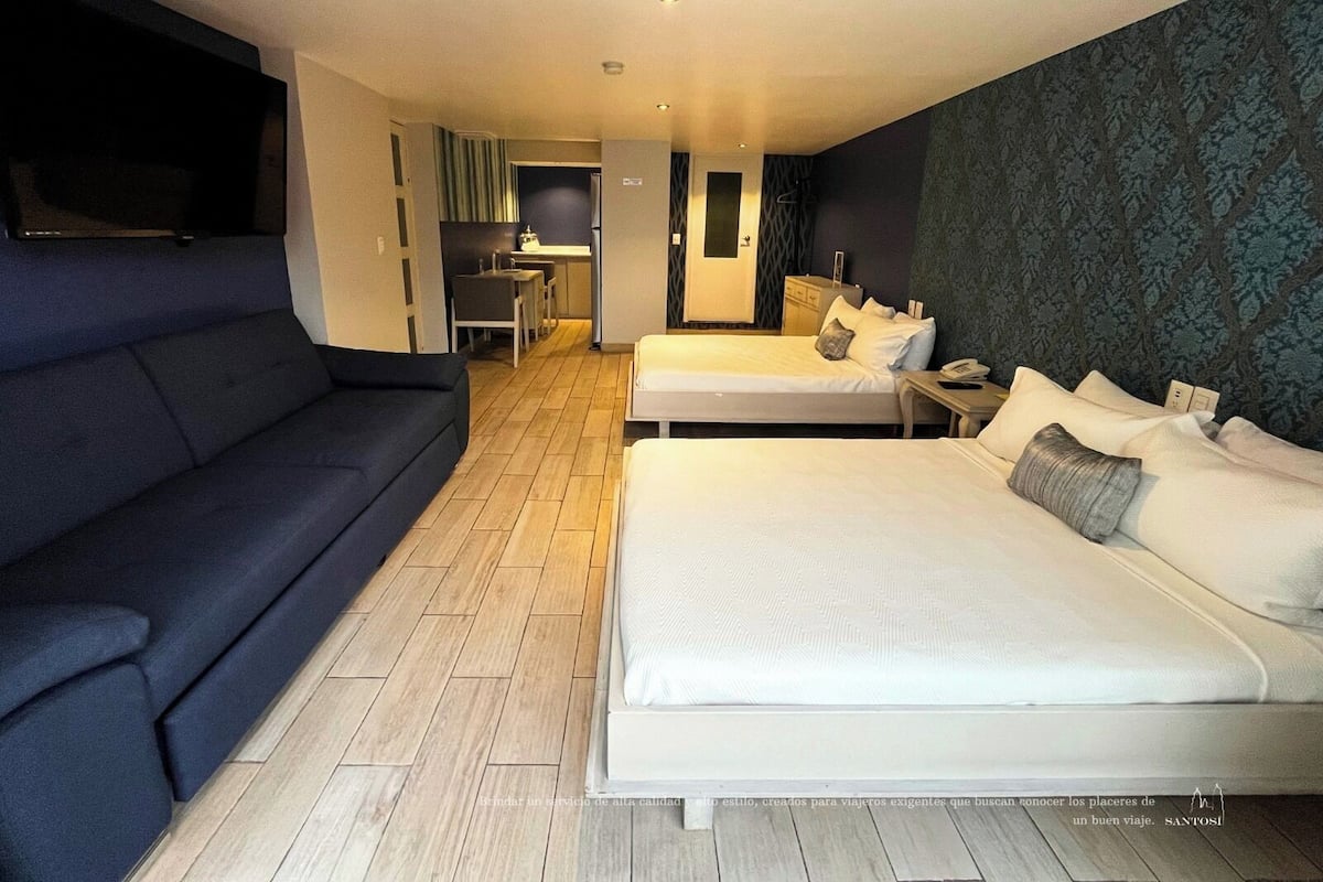 Family Room | Egyptian cotton sheets, premium bedding, down duvets, in-room safe