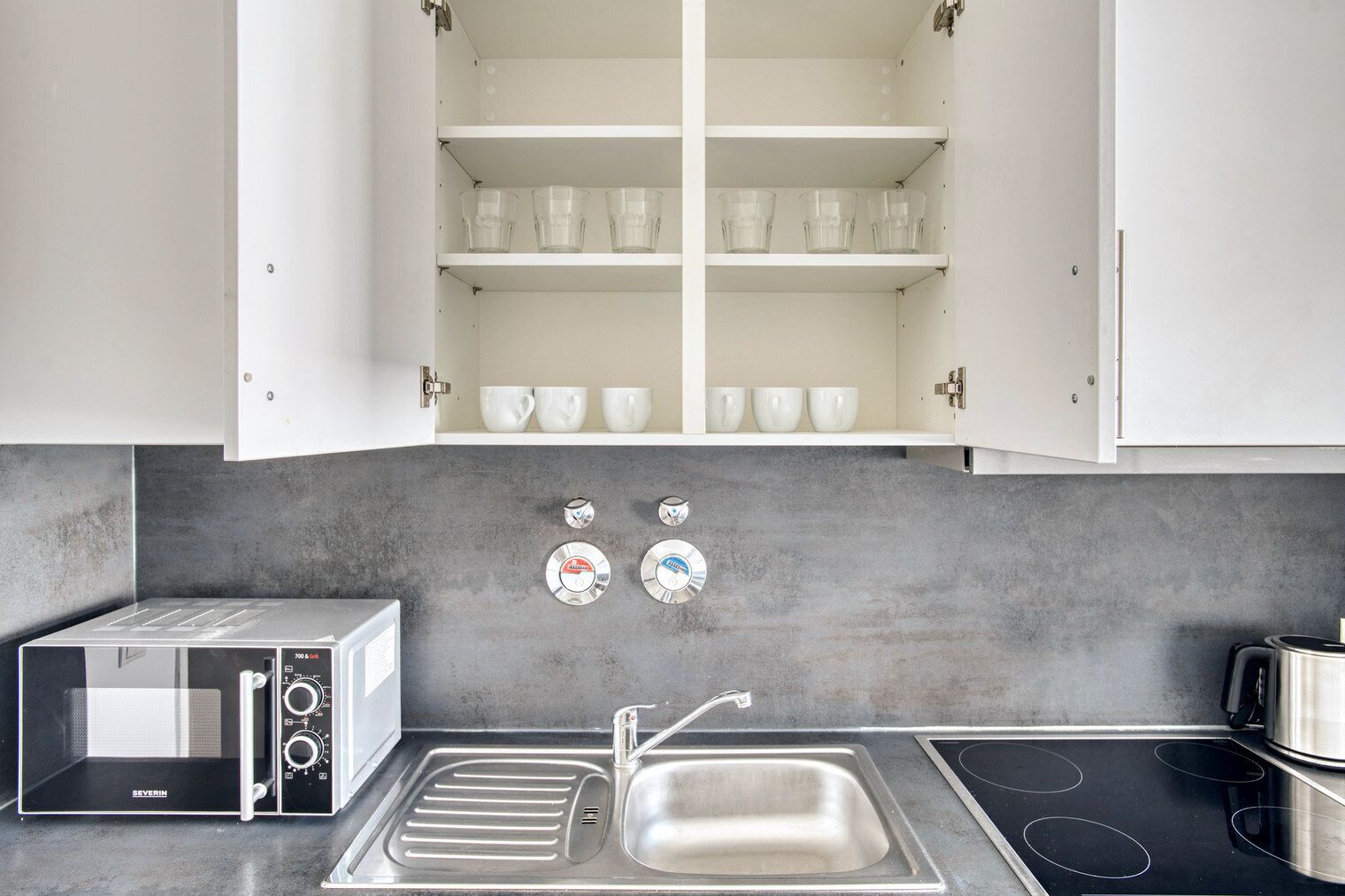 Fridge, microwave, oven, dishwasher