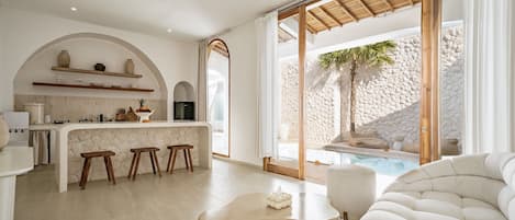 Luxury Villa, 2 Bedrooms, Patio, Pool View | Living room