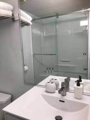 Haartrockner, Handtücher, Seife, Toilettenpapier