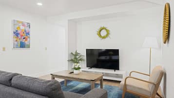 43-inch flat-screen TV with cable channels