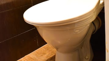 Dusch, hårtork, handdukar och tvål