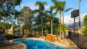 Outdoor pool, open 9:00 AM to 5:00 PM, sun loungers