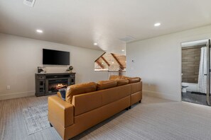 Smart TV, fireplace, video games, table football