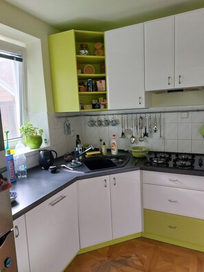 Microwave, stovetop, dishwasher