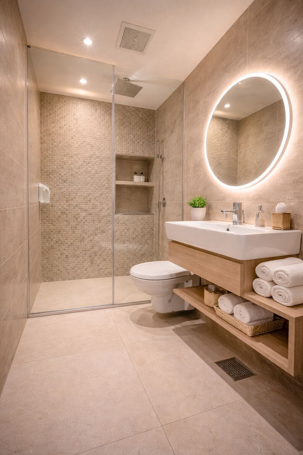 Dusjhode med hydromassaje, designertoalettartikler og hårføner