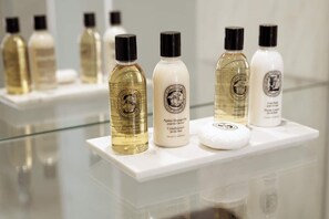 Sèche-cheveux, serviettes fournies, savon, papier toilette