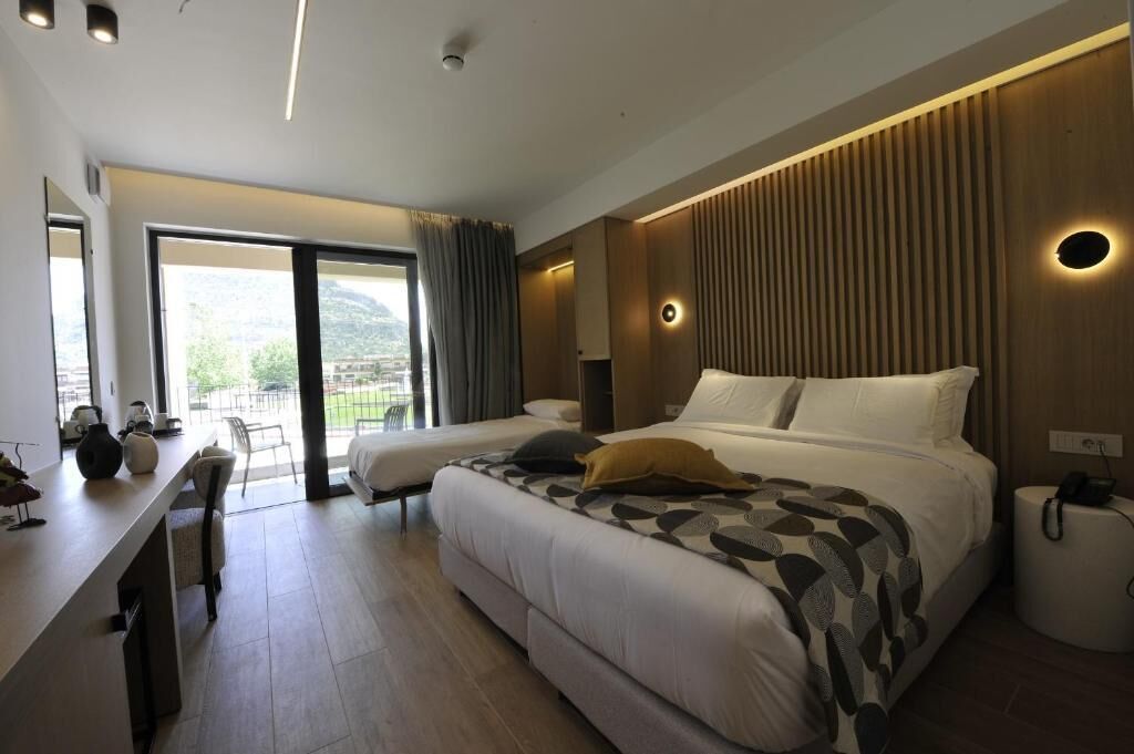 Habitación Deluxe con 1 cama doble o 2 individuales, balcón, vistas al jardín | Minibar, caja fuerte, escritorio y espacio para trabajar con un portátil