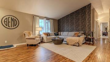 House, Multiple Beds, Hot Tub, Mountain View (The Lena House) | Living area | 42-inch flat-screen TV with digital channels, fireplace