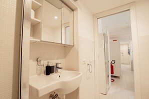 Shower, free toiletries, hair dryer, bidet