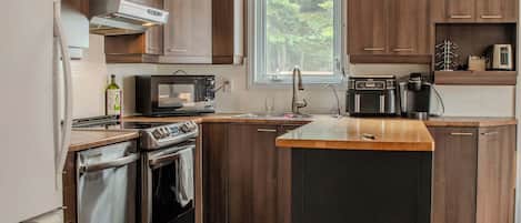 Fridge, microwave, stovetop, dishwasher
