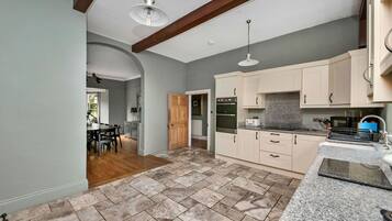 Microwave, oven, dishwasher, high chair
