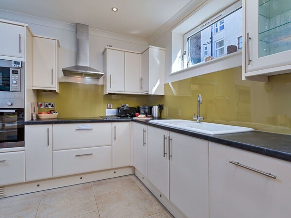 Microwave, oven, dishwasher, high chair