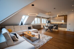 Fireplace - Prague Spa Penthouse - Jacuzzi, Sauna, Fitness & Home Cinema | Up to 6 Guests (Prague)