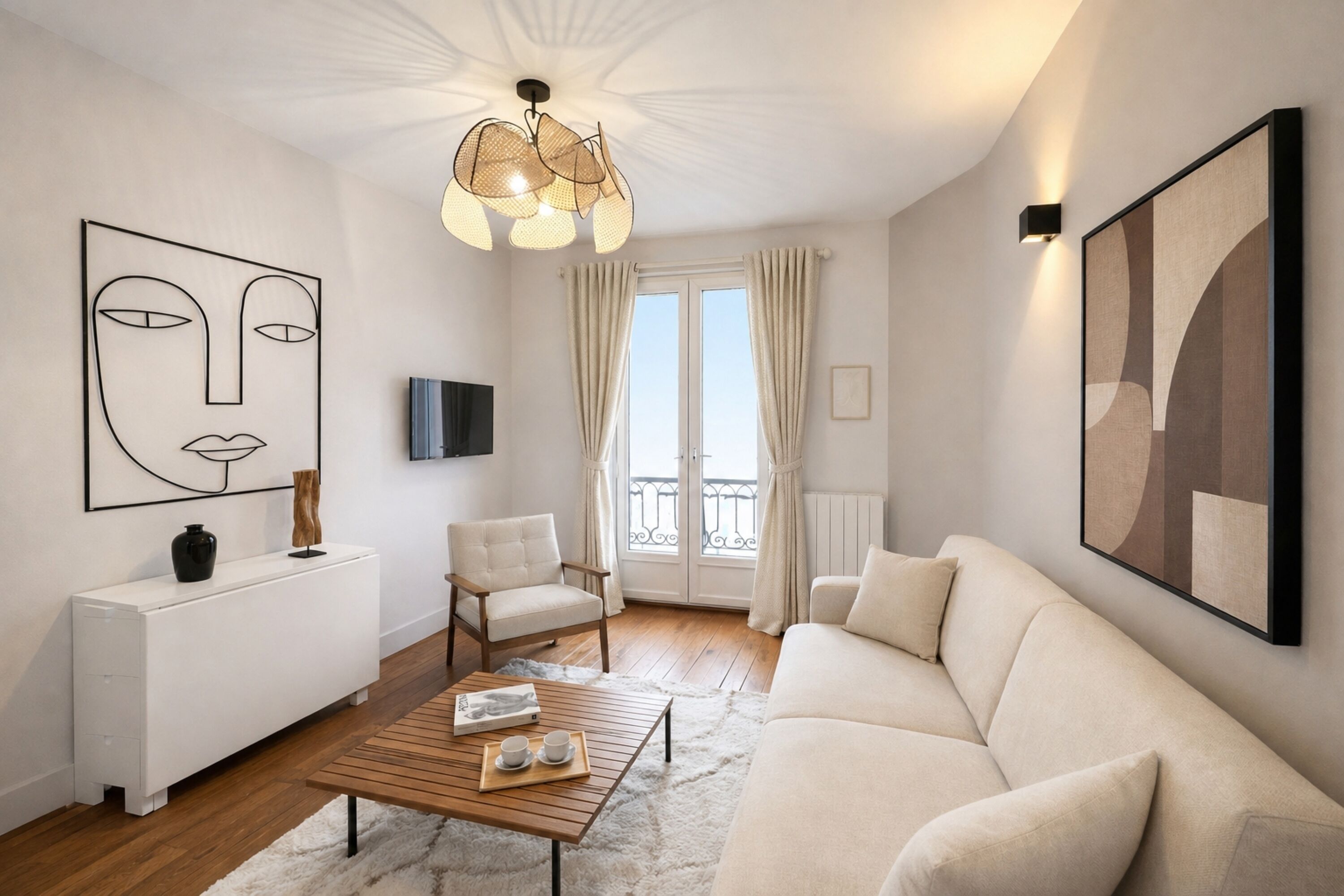 Superior Apartment, Courtyard View | Living area | 80-cm Smart TV with digital channels