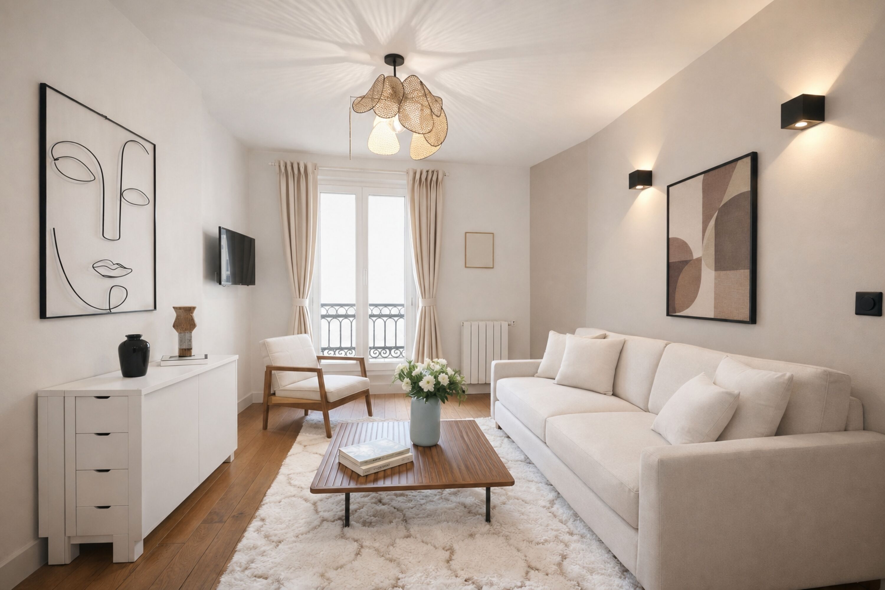 Superior Apartment, Courtyard View | Living area | 80-cm Smart TV with digital channels
