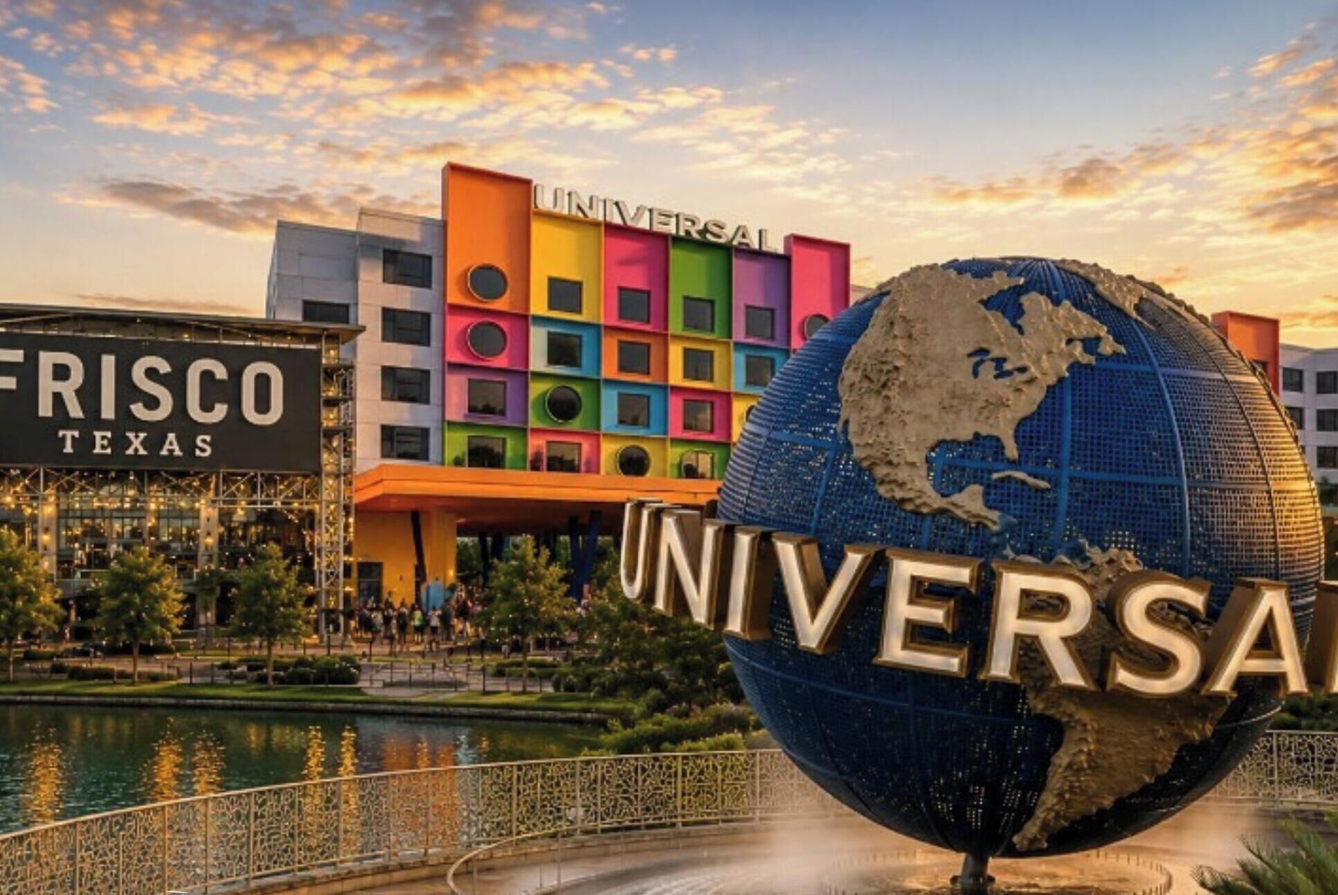 A building with a colorful facade and the 'Universal' sign, indicating it's a Universal Studios location.