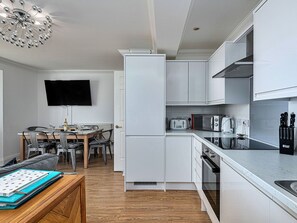 Microwave, oven, dishwasher, high chair