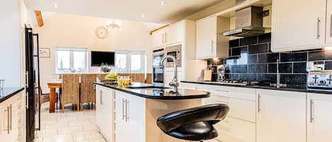 Microwave, oven, dishwasher, high chair