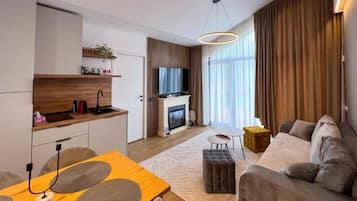 Deluxe-Ferienhaus, Talblick | Wohnbereich