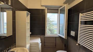 Shower, eco-friendly toiletries, hair dryer, bidet