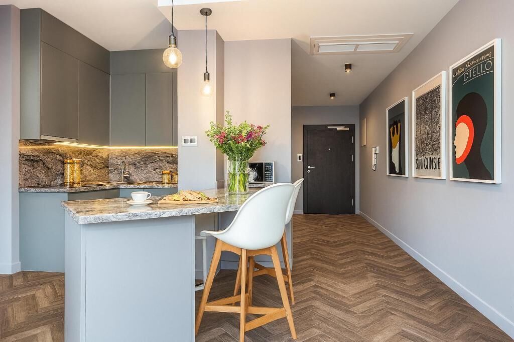 Classic Apartment | Private kitchen | Fridge, microwave, oven, stovetop