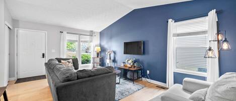 House, Multiple Beds, Patio, Garden View (The Suburban Nest) | Living area | 42-inch flat-screen TV with digital channels