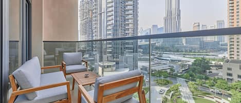 Appartement Premium, 2 chambres, baignoire, vue ville | Balcon