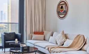 Appartement Premium, 2 chambres, baignoire, vue ville | Salle de séjour