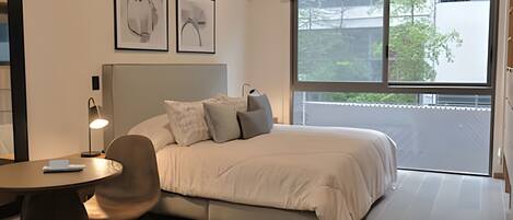 1 sovrum och sängkläder