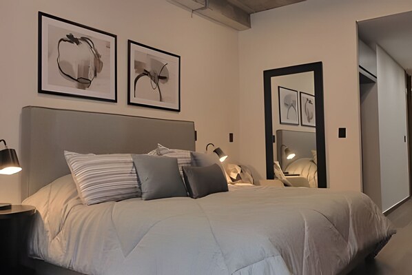 1 habitación y ropa de cama 