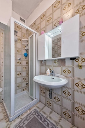 Hair dryer, towels, soap