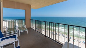 A balcony with a view of the beach and ocean. - Phoenix I 1148 3 Bedroom Condo (Orange Beach)