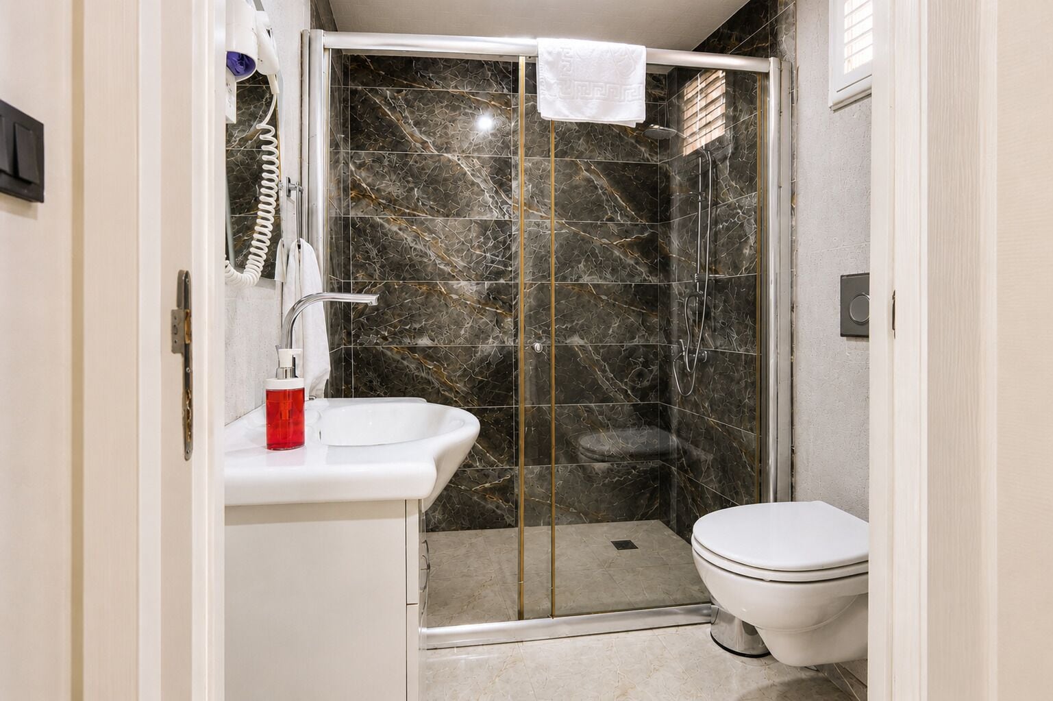 Family Studio Suite, Patio | Bathroom | Combined shower/tub, hair dryer, towels, soap