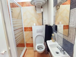 Sèche-cheveux, serviettes fournies, savon, papier toilette