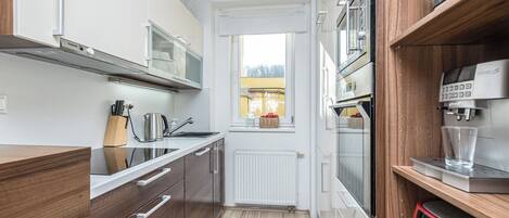 Kühlschrank, Mikrowelle, Ofen, Herdplatte